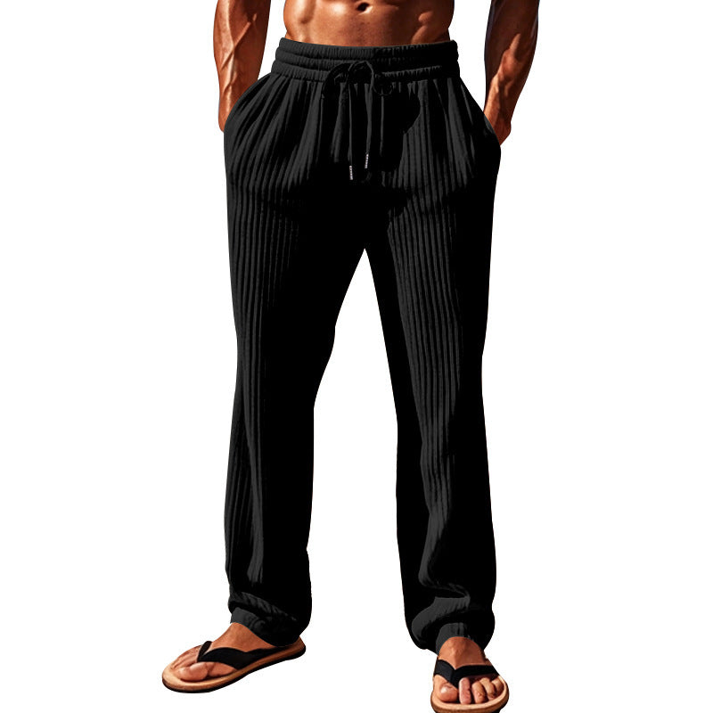 Herren Bequeme Freizeithose mit Rippstruktur und verstellbarem Bund