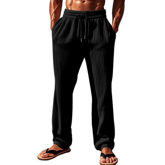 Herren Bequeme Freizeithose mit Rippstruktur und verstellbarem Bund