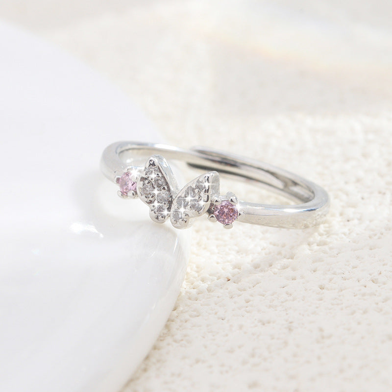 Damenring mit funkelndem Schmetterlingsdesign und Zirkonia-Steinen Shop Nory