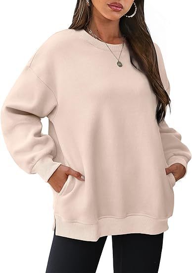 Damen nan lässiger Oversize-Sweatpullover mit seitlichen Eingrifftaschen, geripptem Saum und überschnittener Schulter Shop Nory