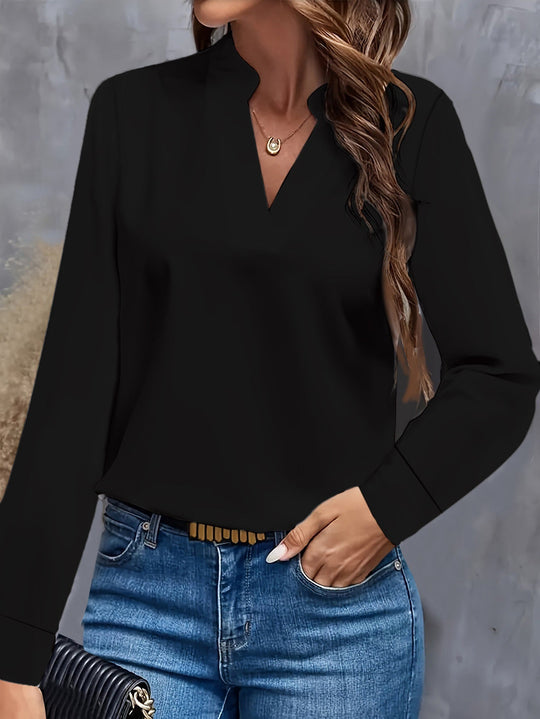 Damen Bluse mit Stehkragen und langen Ärmeln
