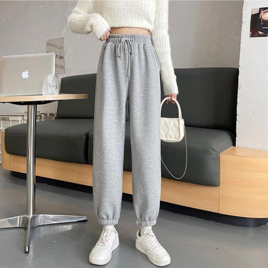 Damen nan weite hochgeschnittene Sweatpants mit elastischem Bund Kordelzug und gerippten Knöchelbündchen Shop Nory