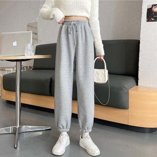 Damen nan weite hochgeschnittene Sweatpants mit elastischem Bund Kordelzug und gerippten Knöchelbündchen Shop Nory