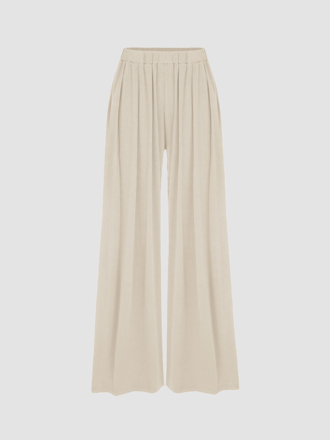Damen Weite Palazzo-Strickhose mit hohem Elastikbund und feiner Rippstruktur Shop Nory