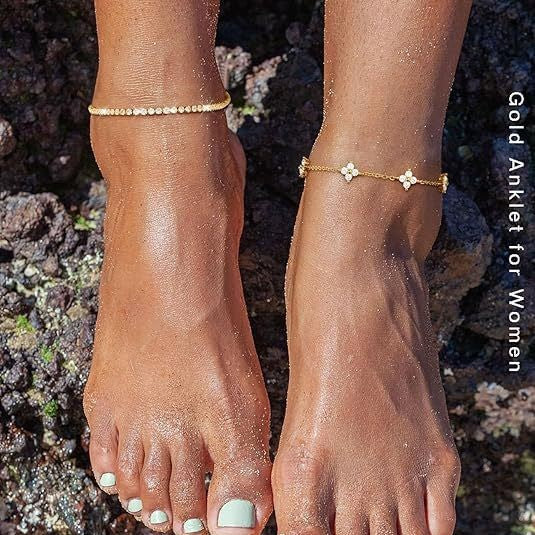 Damen Fußkettchen mit funkelnden Zirkonia-Elementen und eleganten Verzierungen Shop Nory