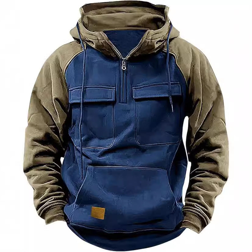Herren Sportlicher Baumwoll-Hoodie mit Kapuze und praktischen Taschen