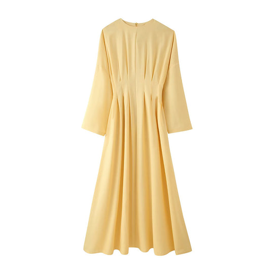 Damen Maxikleid mit plissierter Taillenpartie, weitem Rock und überschnittenen Ärmeln Shop Nory