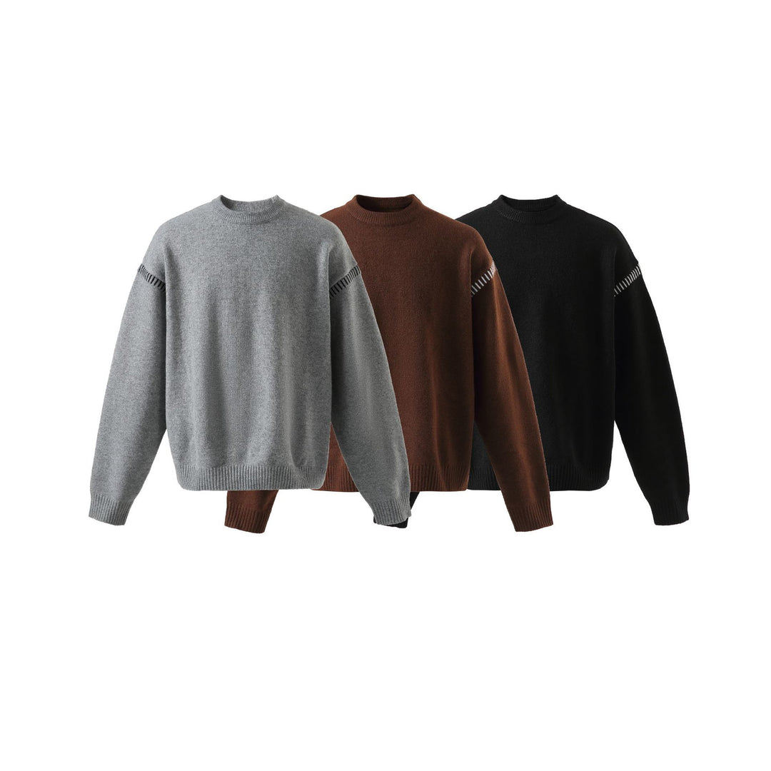 Damen Weicher Oversize Wollmix-Pullover mit Rundhalsausschnitt und dekorativer Schulternaht Shop Nory