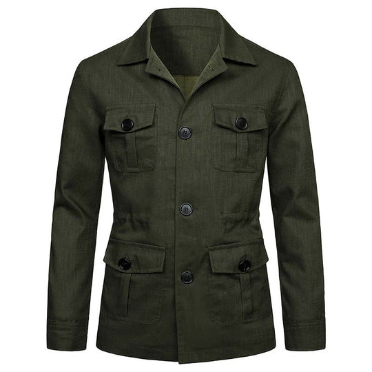 Herren Safari‑Leinenjacke mit vier aufgesetzten Pattentaschen Shop Nory