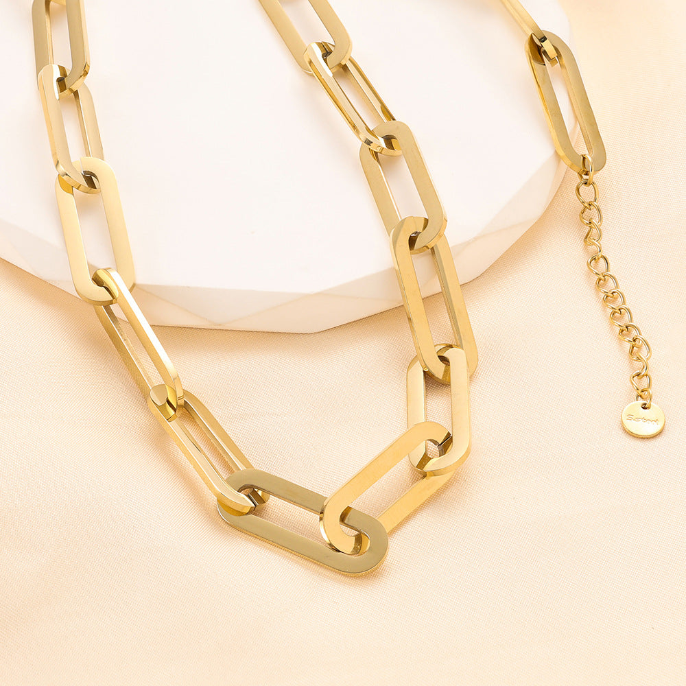 Damen Halskette aus hochwertigem Edelstahl mit modernem Glieder-Design Shop Nory