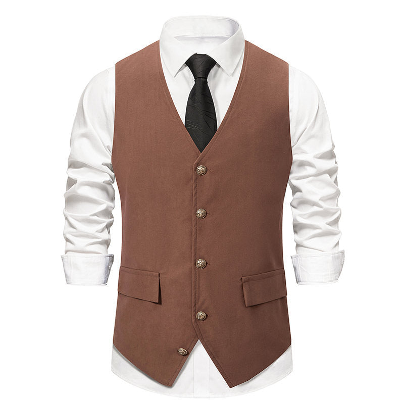 Herren elegante Anzugweste mit feinen Details und praktischen Taschen