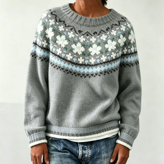 Damen Rundhalsausschnitt Norweger-Pullover mit Fair-Isle-Jacquard Shop Nory