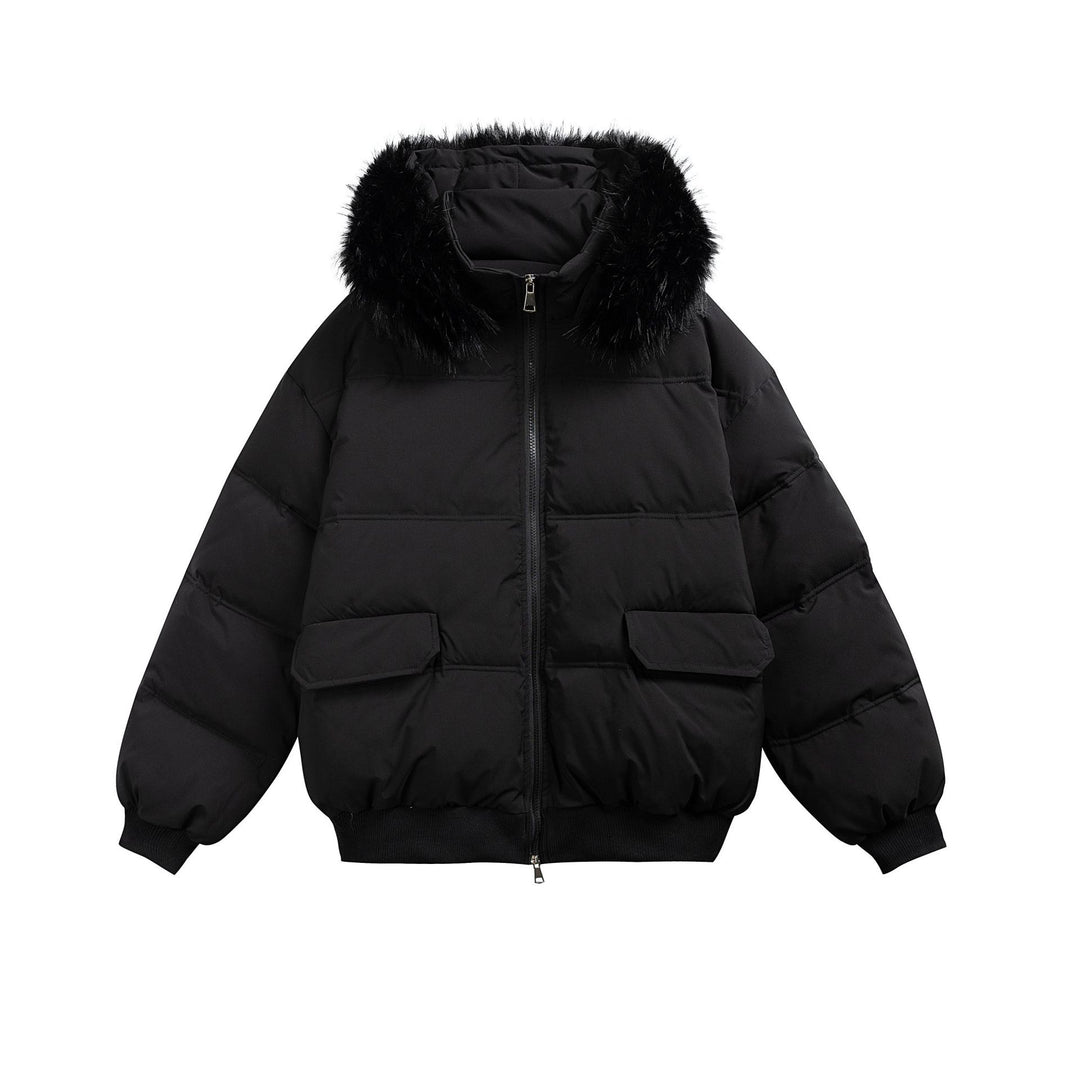 Damen Boxy-Pufferjacke mit Kapuze und voluminösem Kunstfellkragen Shop Nory