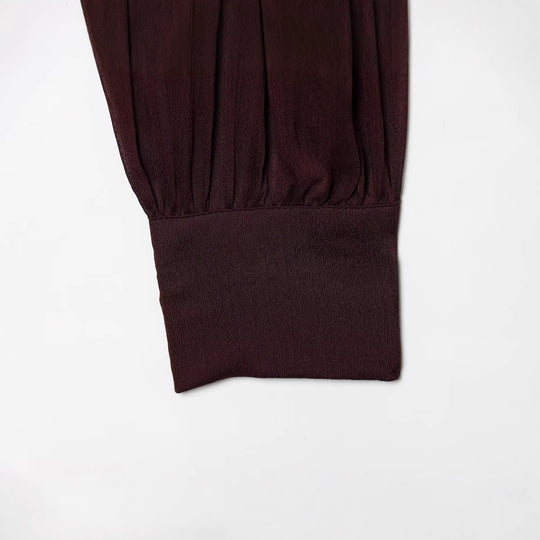 Damen Kurzgeschnittene Wickelbluse mit Stehkragen und voluminösen Ballonärmeln Shop Nory