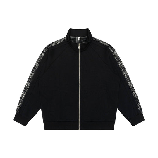 Damen Sweatjacke mit Stehkragen und kariertem Schulterstreifen Shop Nory