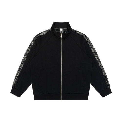 Damen Sweatjacke mit Stehkragen und kariertem Schulterstreifen Shop Nory