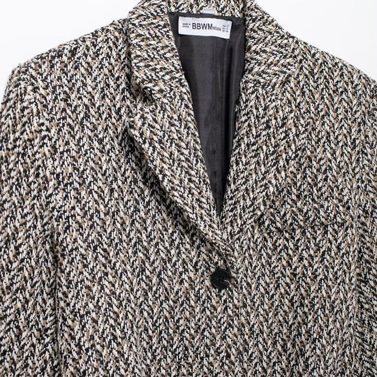 Damen Midilanger Bouclé-Tweed-Blazerjacke mit Lederimitat‑Gürtel Shop Nory