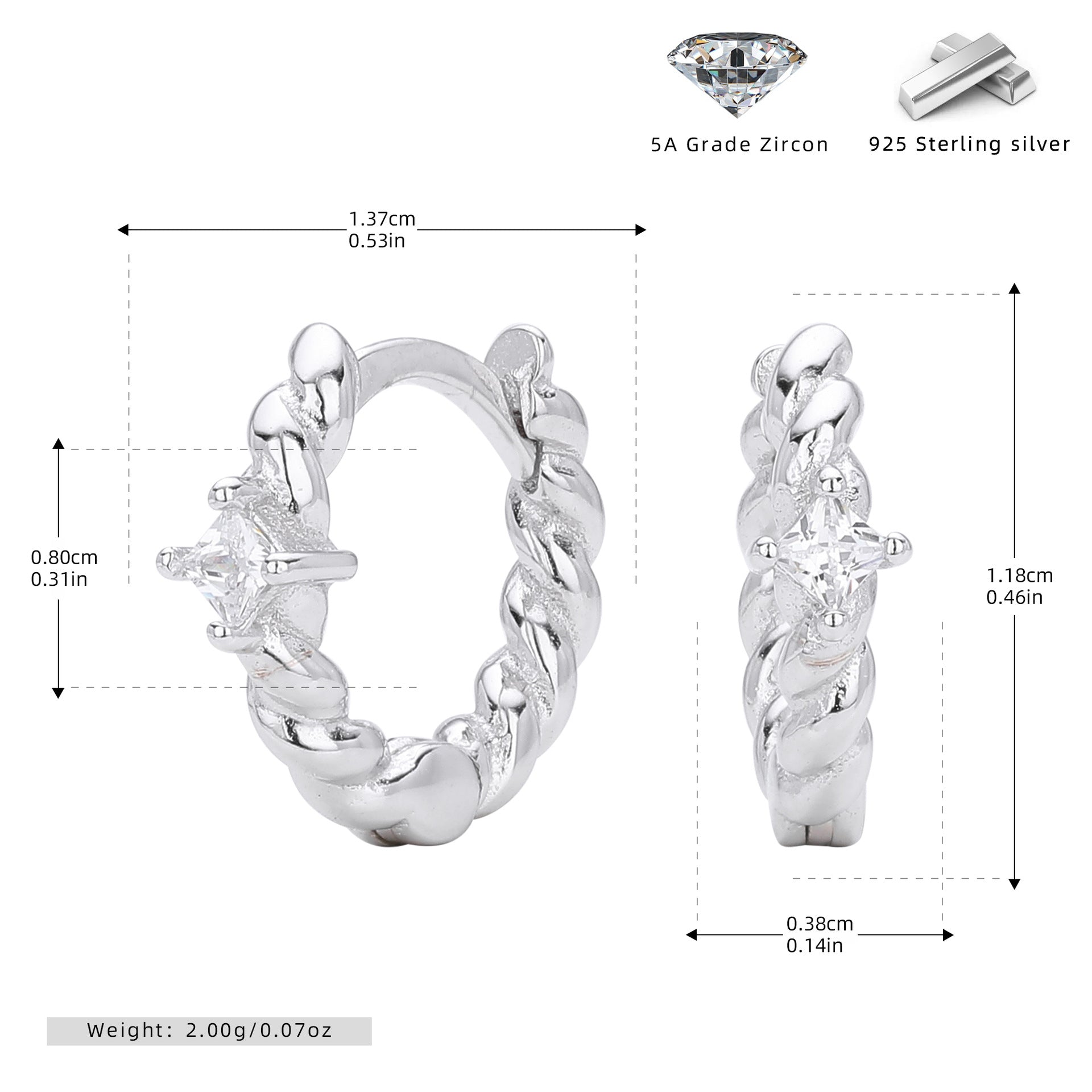 Damen Ohrhänger mit gedrehtem Design und Zirkon Shop Nory