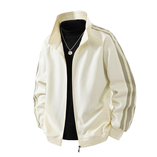 Herren Sportive Zipjacke mit Stehkragen und kontrastierenden Ärmestreifen Shop Nory