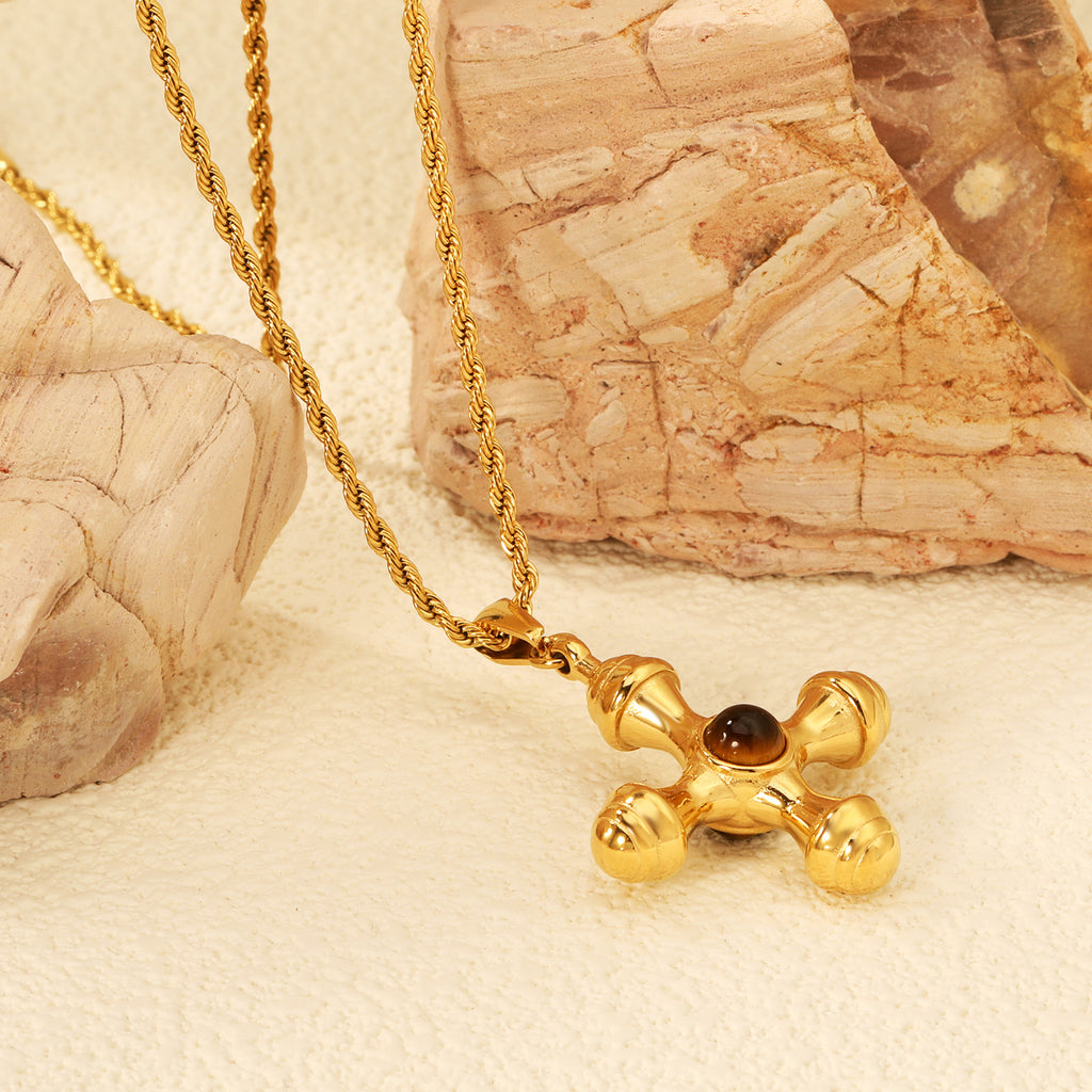 Damen Halskette mit kunstvollem Kreuz-Anhänger und verstellbarer Kette Shop Nory