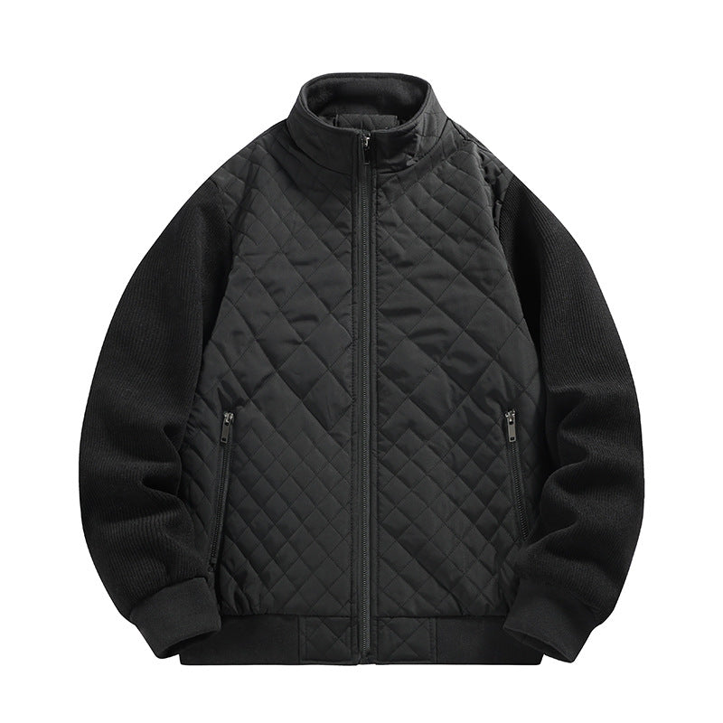 Herren gesteppte Hybridjacke mit Stehkragen und Strickärmeln Shop Nory