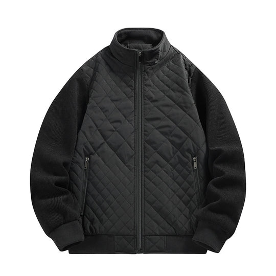 Herren gesteppte Hybridjacke mit Stehkragen und Strickärmeln Shop Nory
