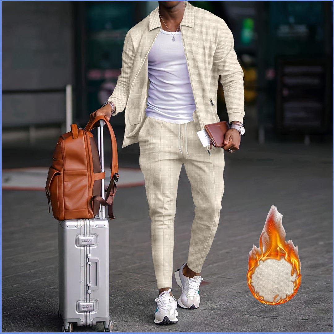 Herren nan zweiteiliges Reise-Loungewear-Set mit strukturierter Jacke, Reißverschluss und konischer Jogginghose Shop Nory