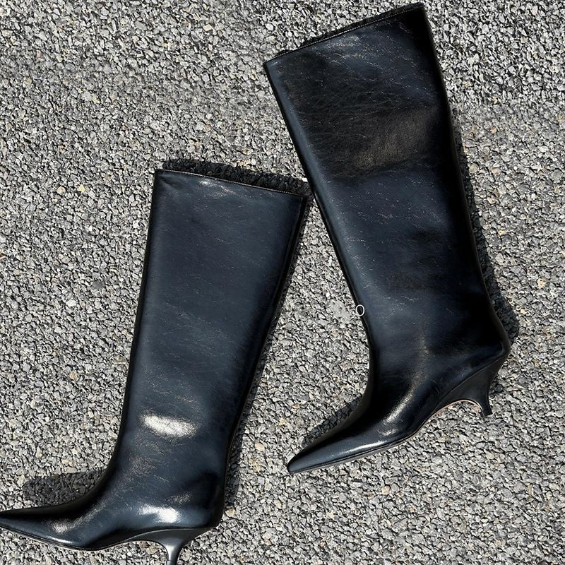 Damen spitz zulaufende Stiefelette mit sculpted Kitten-Absatz und mid-calf Schaft Shop Nory