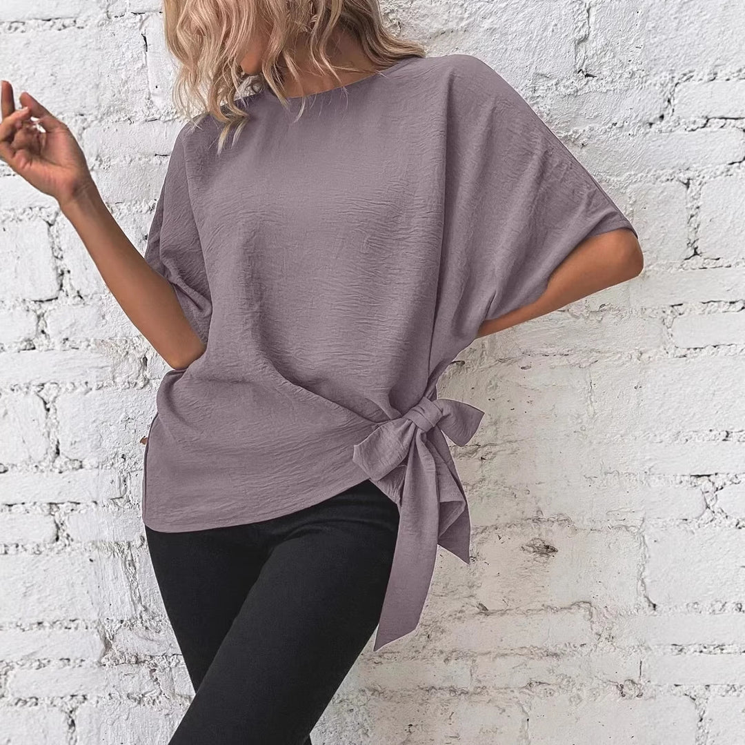 Damen Oversize-Bluse mit Seitenschleife und Fledermausärmeln Shop Nory