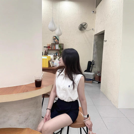 Damen Klassische ärmellose Bluse Shop Nory