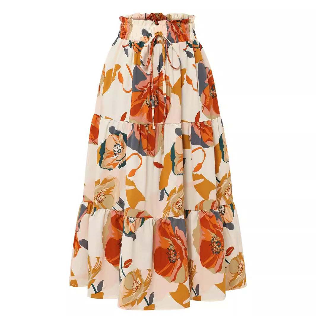 Damen Maxi-Rock mit Blumenmuster