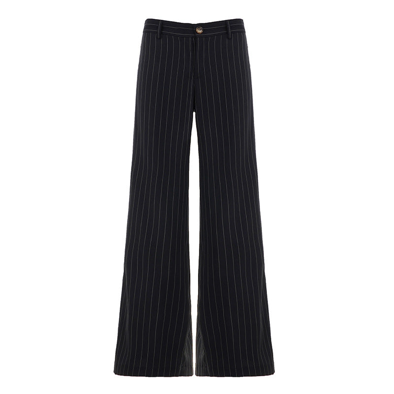 Damen nan taillierte Nadelstreifen Palazzo-Hose mit hohem Bund, Bügelfalte und weitem Bein Shop Nory