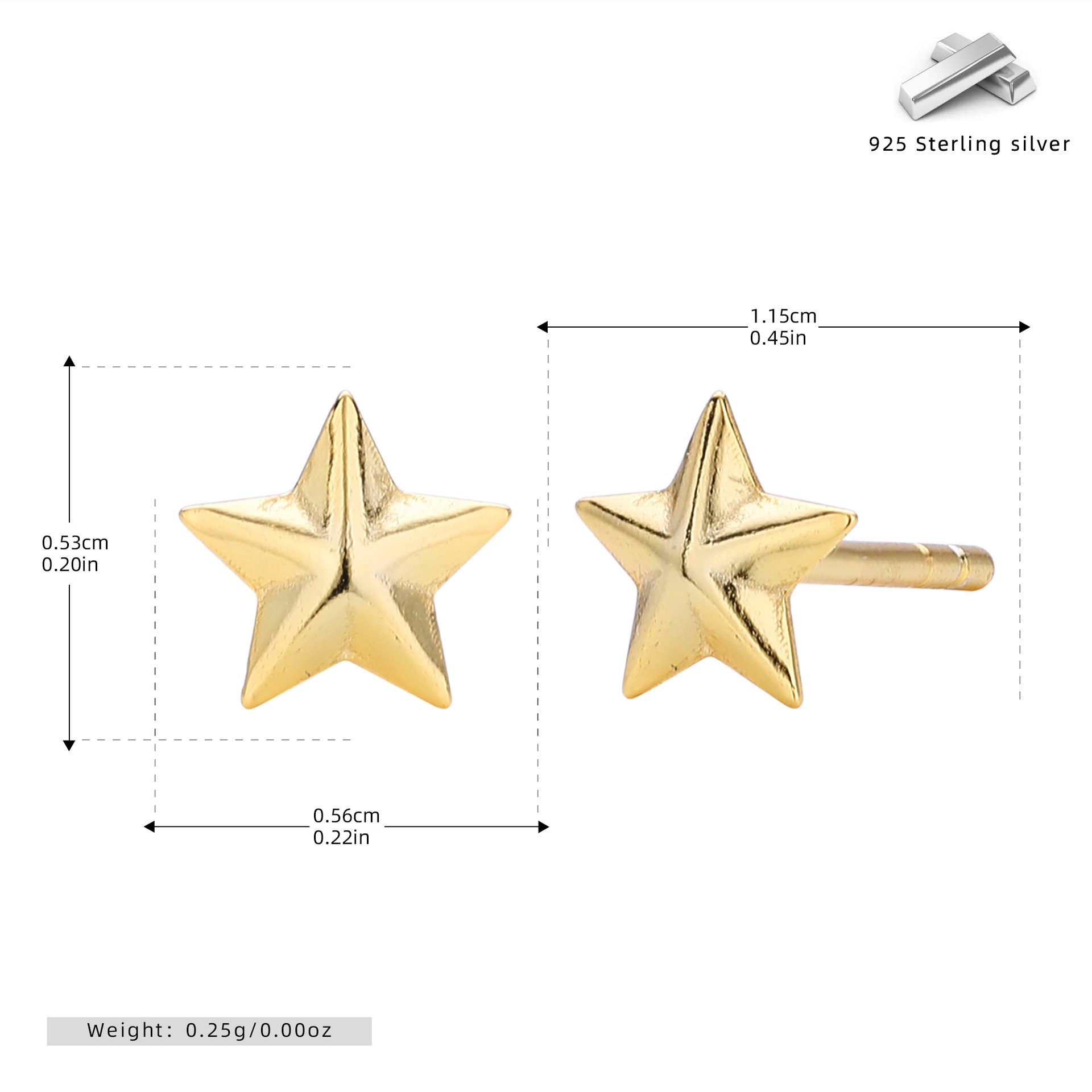 Damen Ohrstecker im eleganten Sternendesign aus 925 Sterling Silber Shop Nory