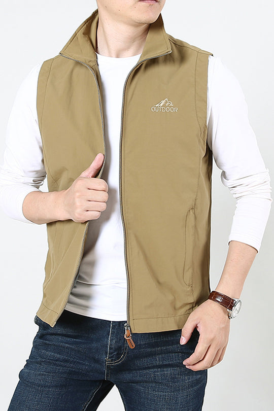 Herren Leichte windabweisende Outdoor-Weste mit Stehkragen und durchgehendem Reißverschluss Shop Nory