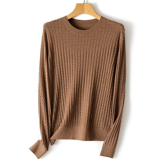 Damen Feinstrickpullover mit Zopfstrickmuster und Rundhalsausschnitt Shop Nory