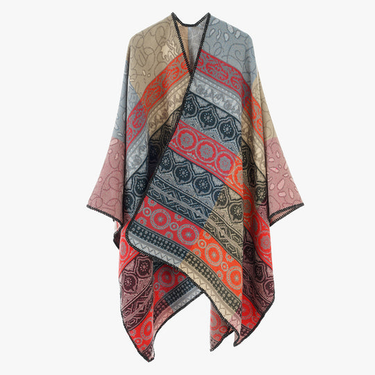 Damen Jacquard-Kimono-Überwurf im Ornament-Patchwork Stil Shop Nory