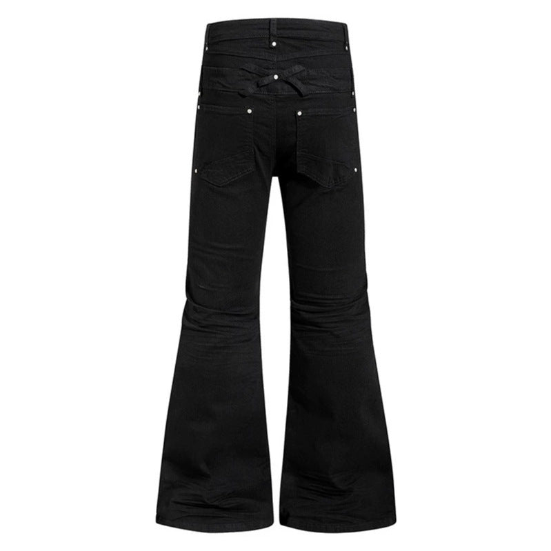 Damen Weite Schlaghose aus Denim mit asymmetrischem Reißverschluss und Knopfverschluss Shop Nory