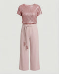 Damen Zweiteiler Set Pailletten elegant