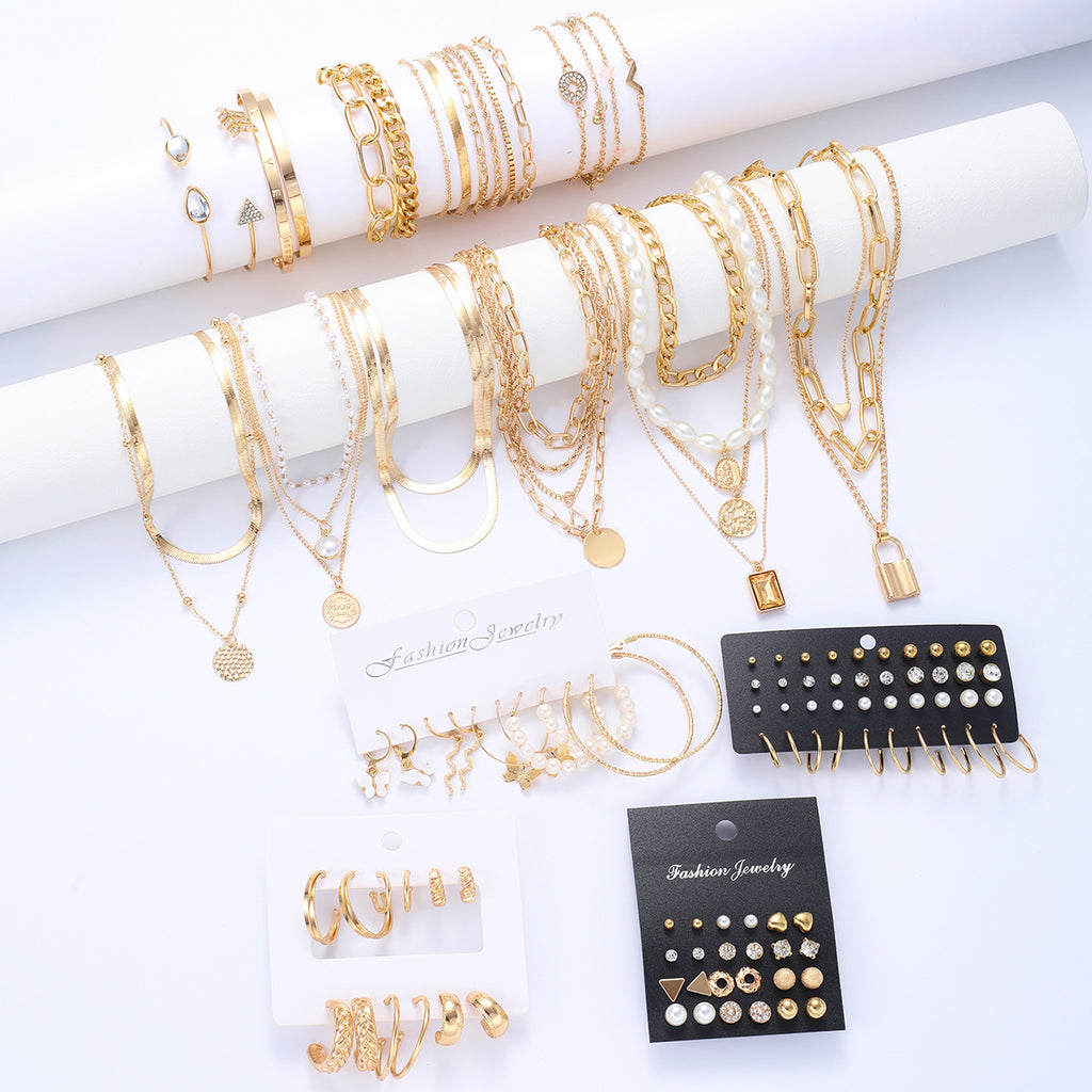 Damen Schmuckset mit vielseitigen Halsketten, Armbändern und Ohrsteckern Shop Nory