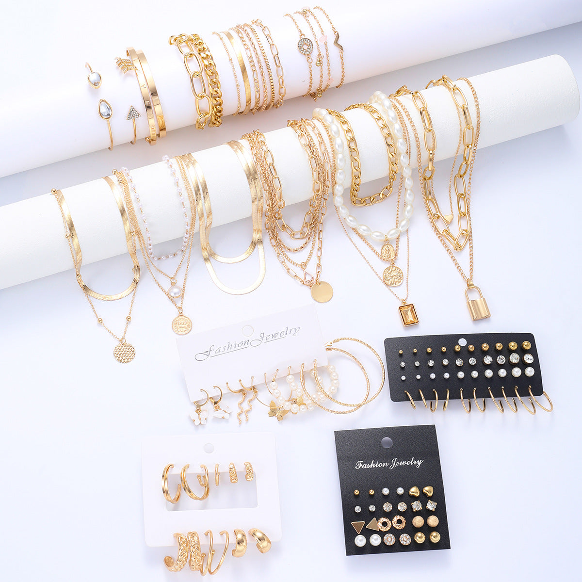 Damen Schmuckset mit vielseitigen Halsketten, Armbändern und Ohrsteckern Shop Nory