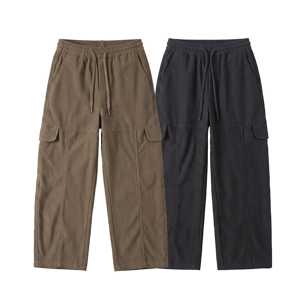 Damen Weite hochtaillierte Cargo‑Hose aus Feincord mit Tunnelzug Shop Nory