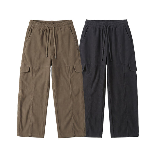 Damen Weite hochtaillierte Cargo‑Hose aus Feincord mit Tunnelzug Shop Nory