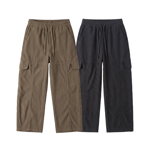 Damen Weite hochtaillierte Cargo‑Hose aus Feincord mit Tunnelzug Shop Nory