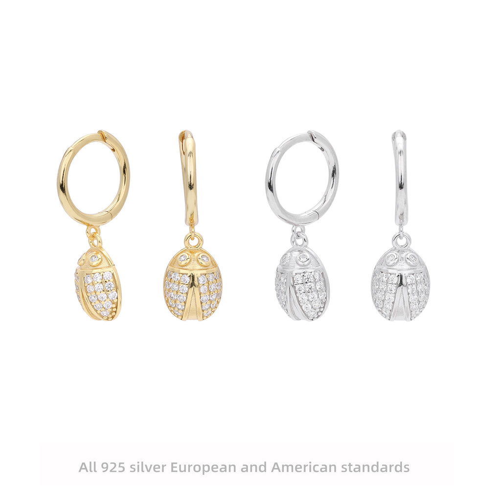Damen Ohrhänger im stilvollen Marienkäferdesign aus hochwertigem 925 Sterling Silber und funkelnden Zirkonsteinen Shop Nory