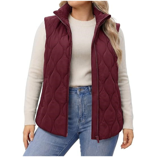Damen gesteppte Weste mit hohem Kragen, figurfreundlicher Silhouette und Eingrifftaschen Shop Nory