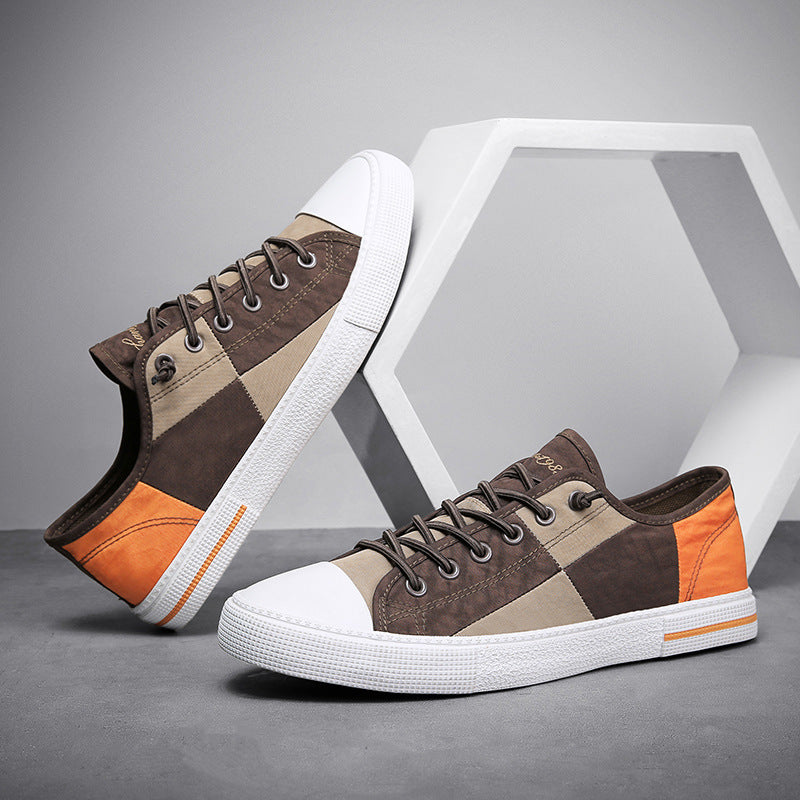 Herren Lässige Low‑Top Canvas‑Sneaker mit geometrischem Colorblock‑Design und verstärkter Zehenkappe Shopy Nory