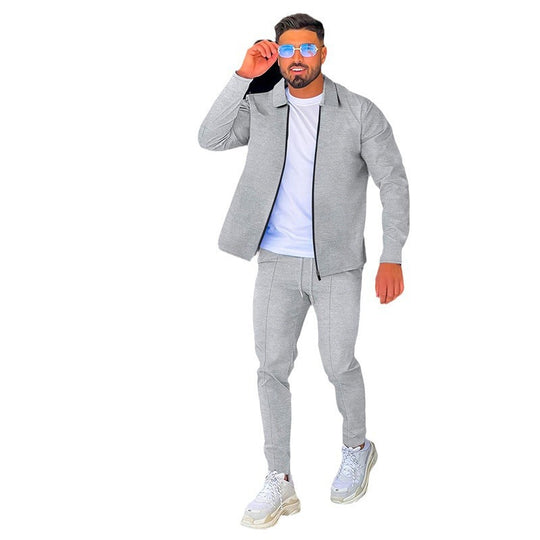 Herren nan strukturierter Halbreißverschluss-Polo mit Kentkragen und konischer Jogginghose mit elastischem Kordelbund Shop Nory