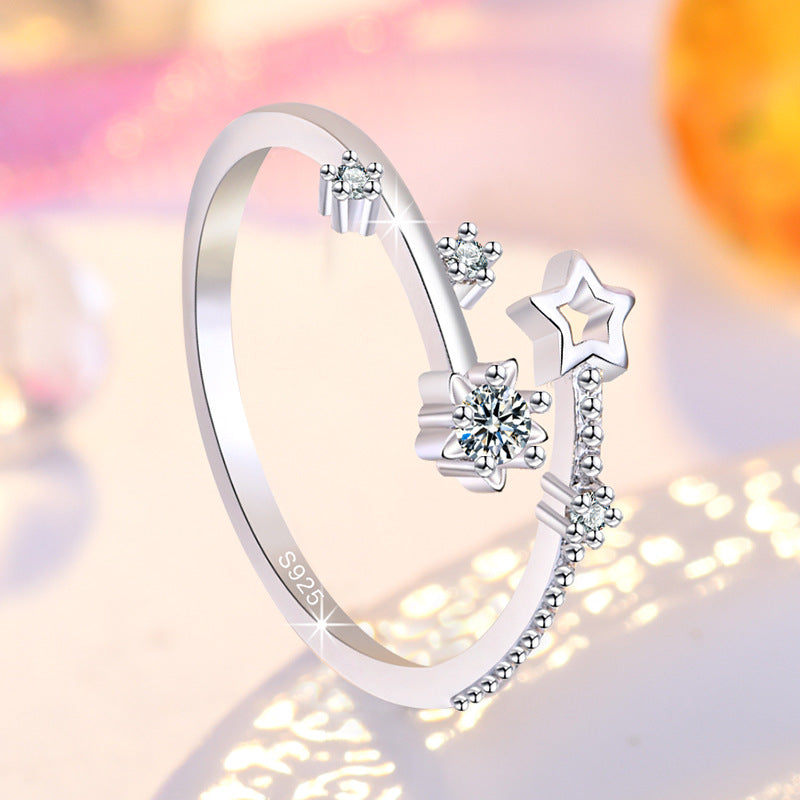 Damen Ring mit funkelndem Sternen-Design und eleganten Zirkonia-Shop Nory