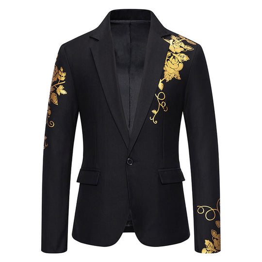 Herren eleganter Blazer mit floralem Goldmuster