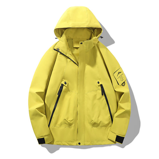 Herren Technische Kapuzen-Utility-Jacke mit verdeckter Frontblende, Reißverschluss-Taschen und Ärmeltasche Shop Nory